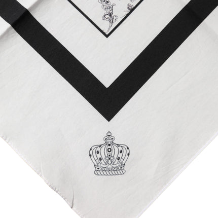 Dolce & Gabbana White Crown Cotton Men Square Foulard Scarf