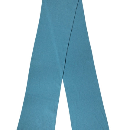 Dolce & Gabbana Blue Cashmere Knit Neck Wrap Shawl Scarf