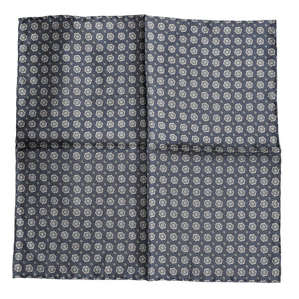 Dolce & Gabbana Blue Patterned Silk Square Handkerchief Scarf