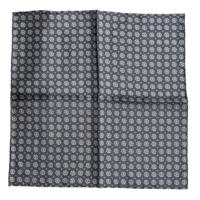 Dolce & Gabbana Blue Patterned Silk Square Handkerchief Scarf