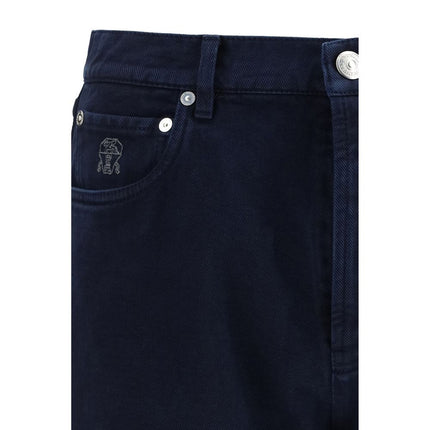 Brunello Cucinelli Blue Cotton Straight-Leg Jeans