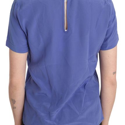 Patrizia Pepe Silk Purple Short Sleeve Casual Top Blouse