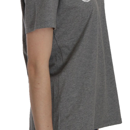 BYBLOS Cotton Grey Short Sleeve Round Neck Top T-shirt Blouse