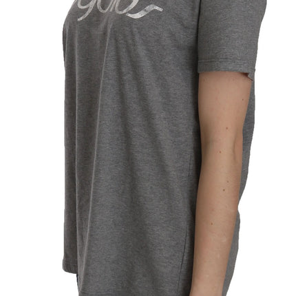 BYBLOS Cotton Grey Short Sleeve Round Neck Top T-shirt Blouse