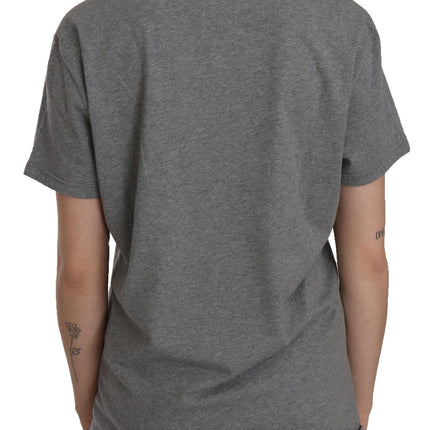 BYBLOS Cotton Grey Short Sleeve Round Neck Top T-shirt Blouse