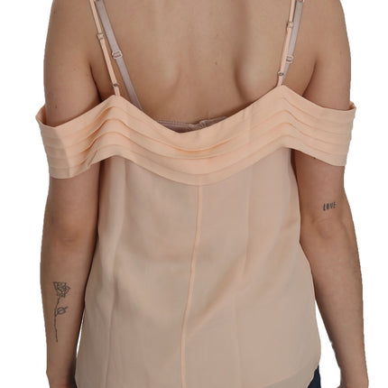 Alexander Wang Orange Off Shoulder Strap Square Neck Top Blouse