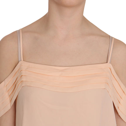 Alexander Wang Orange Off Shoulder Strap Square Neck Top Blouse