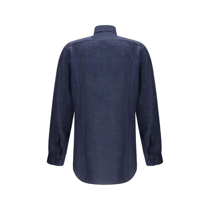 Etro Blue Linen Dress Shirt