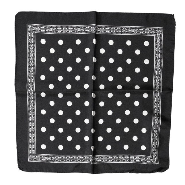 Dolce & Gabbana Black Polka Dot Square Handkerchief Scarf