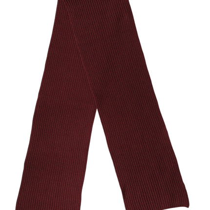 Dolce & Gabbana Maroon Cashmere Knitted NeckWrap Shawl Scarf