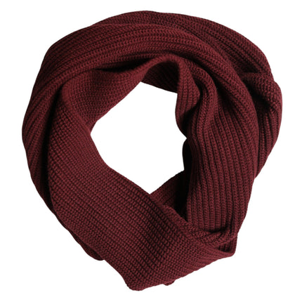 Dolce & Gabbana Maroon Cashmere Knitted NeckWrap Shawl Scarf