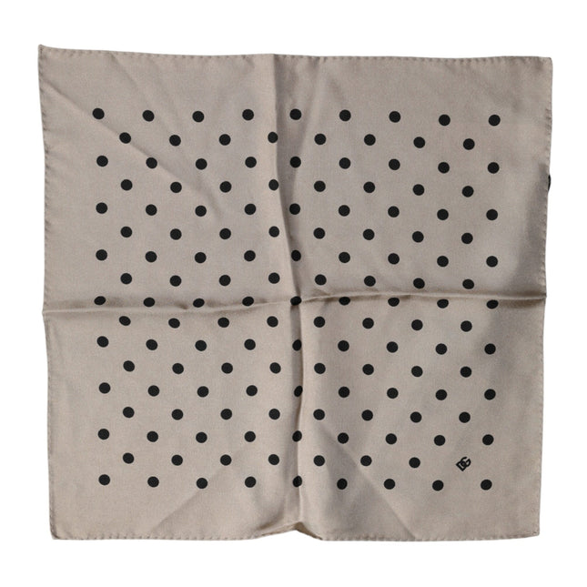 Dolce & Gabbana Brown Polka Dot Square Handkerchief Scarf