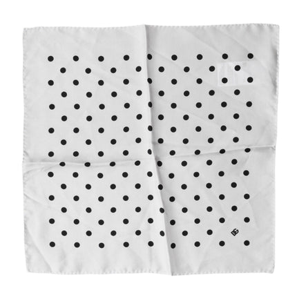 Dolce & Gabbana White Polka Dot Square Handkerchief Scarf