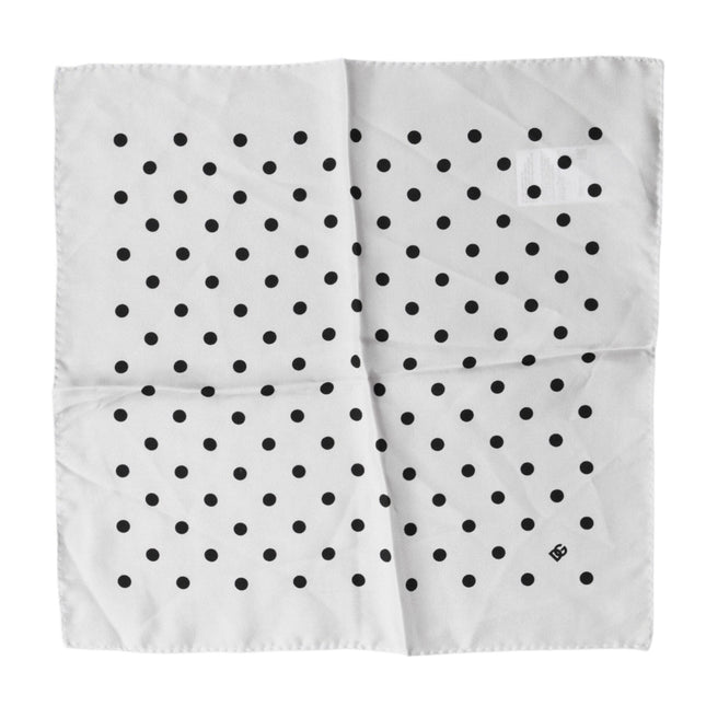 Dolce & Gabbana White Polka Dot Square Handkerchief Scarf