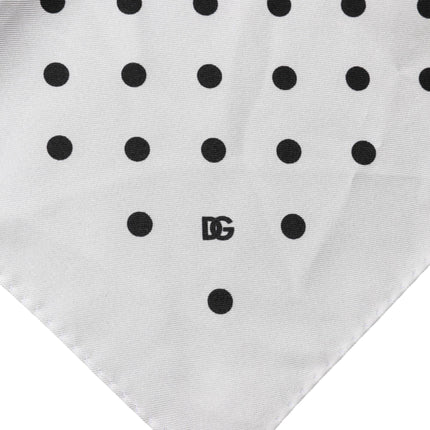 Dolce & Gabbana White Polka Dot Square Handkerchief Scarf