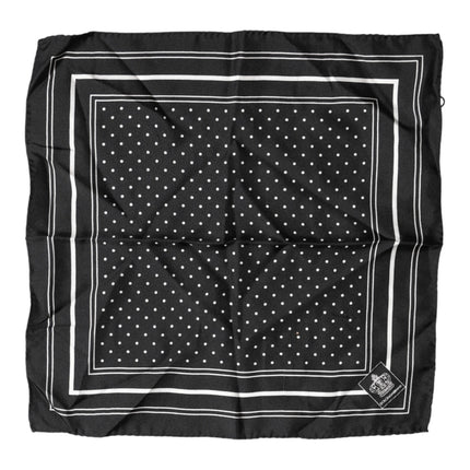 Dolce & Gabbana Scarf Black Poka Dot Men Square Handkerchief