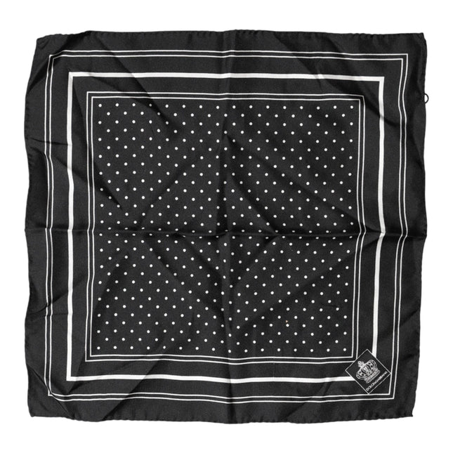 Dolce & Gabbana Scarf Black Poka Dot Men Square Handkerchief