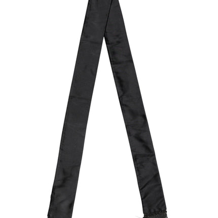 Dolce & Gabbana Black Silk Fringes Neck Wrap Foulard Scarf