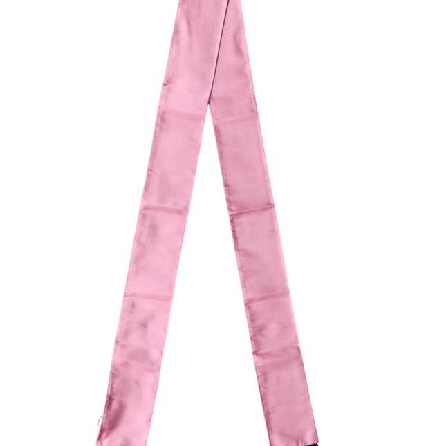 Dolce & Gabbana Pink Silk Fringes Neck Wrap Foulard Scarf
