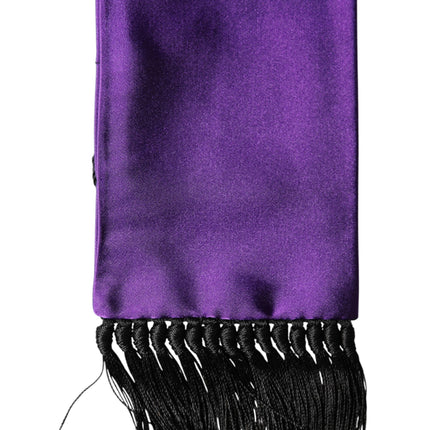 Dolce & Gabbana Violet Silk Fringes Neck Wrap Foulard Scarf