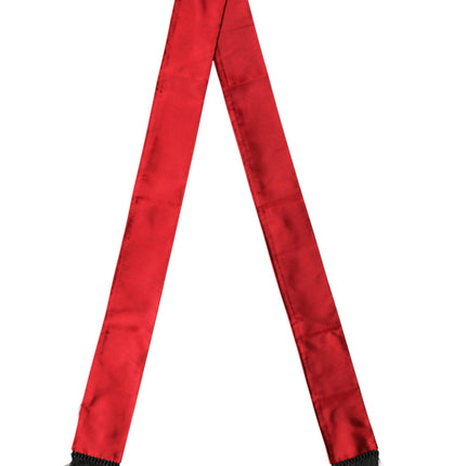 Dolce & Gabbana Red Silk Fringes Neck Wrap Foulard Scarf