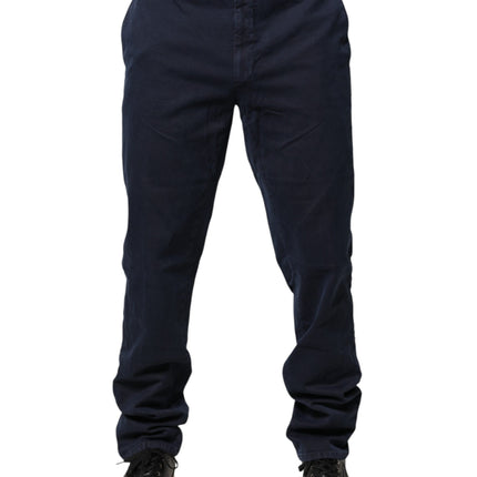 Santaniello Dark Blue Mid Waist Skinny Chino Trouser Pants