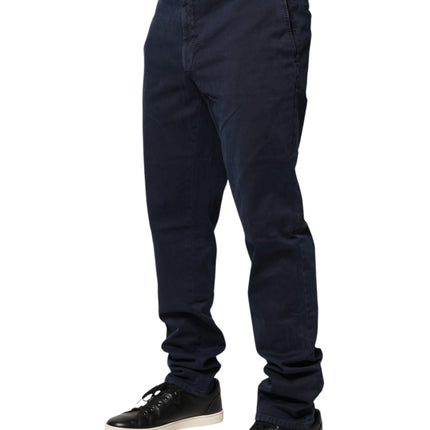 Santaniello Dark Blue Mid Waist Skinny Chino Trouser Pants