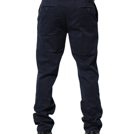 Santaniello Dark Blue Mid Waist Skinny Chino Trouser Pants