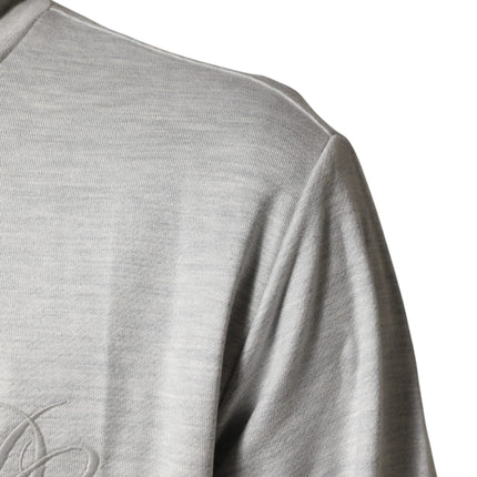 Dolce & Gabbana Light Gray Cotton Zipped Cardigan Sweater