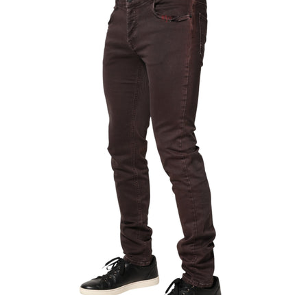 Daniele Alessandrini Brown Cotton Mid Waist Skinny Men Denim Jeans