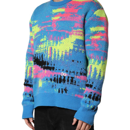 Dolce & Gabbana Multicolor Men Crew Neck Pullover Sweater