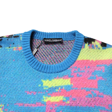 Dolce & Gabbana Multicolor Men Crew Neck Pullover Sweater