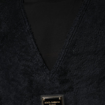 Dolce & Gabbana Black Cotton V-Neck Men Sweatshirt Sweater