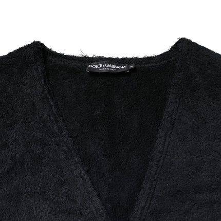 Dolce & Gabbana Black Cotton V-Neck Men Sweatshirt Sweater