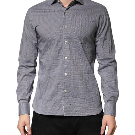 Domenico Tagliente Gray Patterned Long Sleeves Dress Shirt
