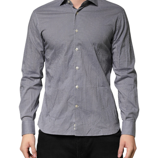 Domenico Tagliente Gray Patterned Long Sleeves Dress Shirt