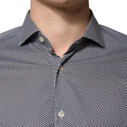Domenico Tagliente Gray Patterned Long Sleeves Dress Shirt