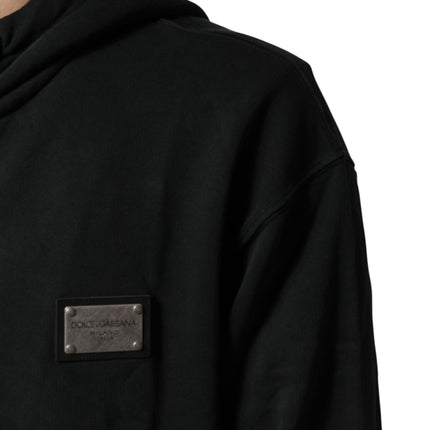 Dolce & Gabbana Black Full Zip Hooded Men Sweatshirt Sweater