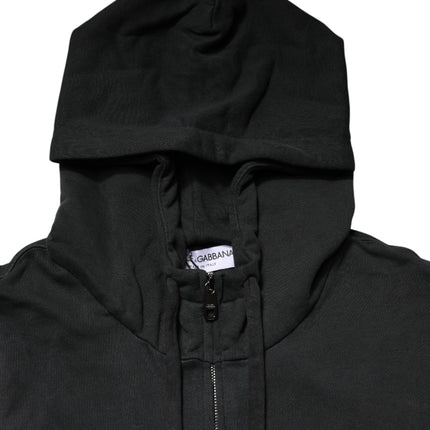 Dolce & Gabbana Black Full Zip Hooded Men Sweatshirt Sweater