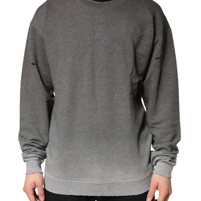 Dolce & Gabbana Gray Cotton Crew Neck Men Sweatshirt Sweater