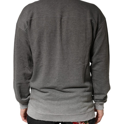 Dolce & Gabbana Gray Cotton Crew Neck Men Sweatshirt Sweater