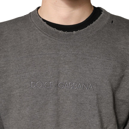 Dolce & Gabbana Gray Cotton Crew Neck Men Sweatshirt Sweater
