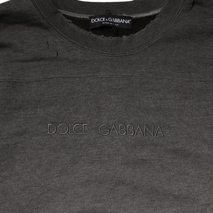 Dolce & Gabbana Gray Cotton Crew Neck Men Sweatshirt Sweater