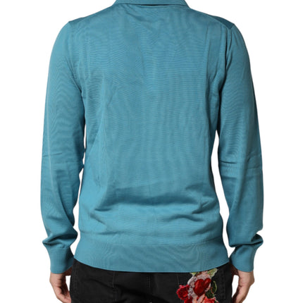 Dolce & Gabbana Teal Wool Collared Polo Pullover Sweater