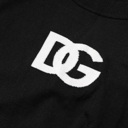 Dolce & Gabbana Black Wool DG Crew Neck Men Pullover Sweater