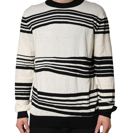 Dolce & Gabbana Black White Stripe CrewNeck Pullover Sweater