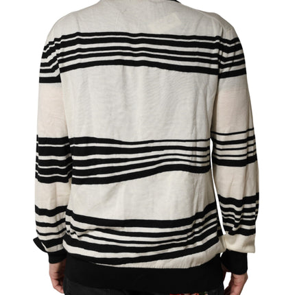 Dolce & Gabbana Black White Stripe CrewNeck Pullover Sweater