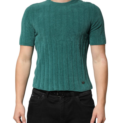 Dolce & Gabbana Dark Green Cotton Blend Men Crew Neck T-shirt