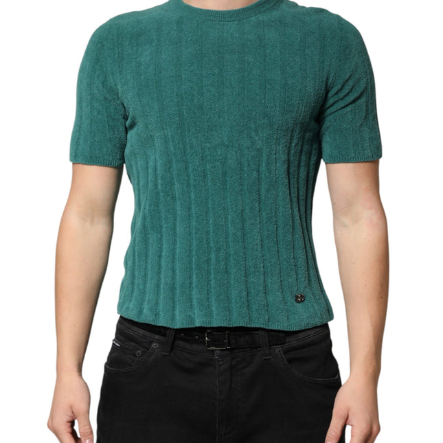 Dolce & Gabbana Dark Green Cotton Blend Men Crew Neck T-shirt