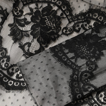 Dolce & Gabbana Black White Lace Silk Blend MaxiSheath Dress